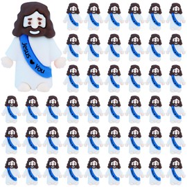 ILHSTY 50 Pcs Little Jesus Figures – Blue Mini Rubber Jesus Toys Jesus Love You for Easter Egg Fillers Egg Hunts Religious Party Favors Gifts Hide and Seek Baptism Gifts Sunday School (Blue)