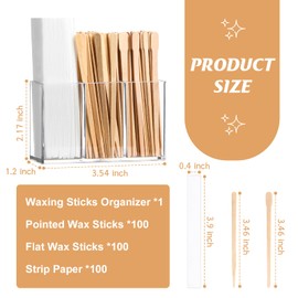 300 Pcs Eyebrow Wax Sticks and Strips Wax Applicator Sticks with 3 Compartments Wax Strips Organizer Flat Waxing Spatulas Small Eyebrow Strip Paper for Lip Nose Body