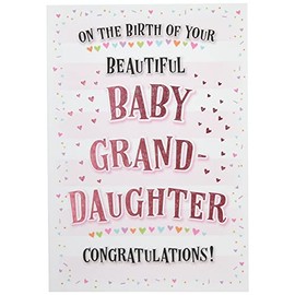 Modern Baby Card Birth of Granddaughter - 7 x 5 inches - Piccadilly Greetings, Black