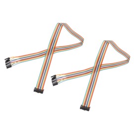 MECCANIXITY 2 Pcs IDC Rainbow Wire Flat Ribbon Cable FC-Female to 16P 19.6 Inch Length 2.54mm Pitch Breadboard Jumper Wires for Electronic Projects