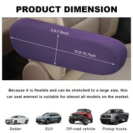 KVAEY 2 PCS Car Front Seat Armrest Covers, Elastic Fabric Stretch Car Seat Armrest Protectors, Soft Front Seat Armrest Cover Replacement, Universal Vehicle Accessories for Cars (Purple)
