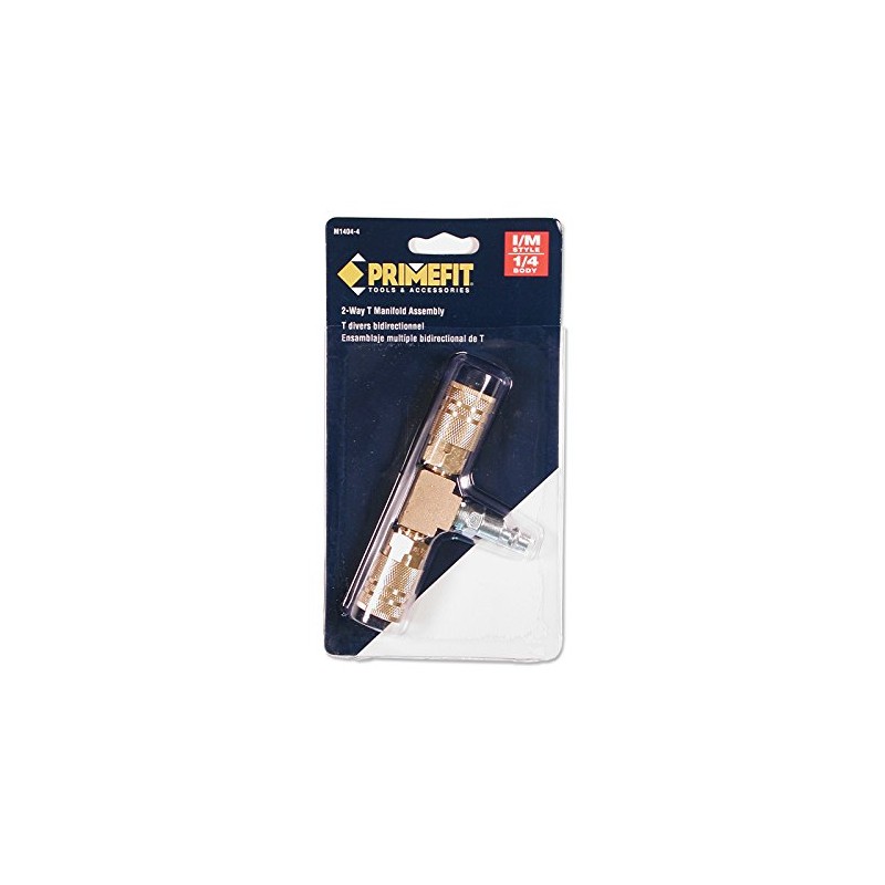 Primefit M1404-4 2-Way T-Style Air Manifold with Industrial 6-Ball Brass