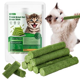 Hkpetie 30g Cat Grass Sticks, Delicious Cat Grass Teething Stick Edible Cats Chew Toy Cat Treats Snack for Teeth Cleaning and Hairball Removal