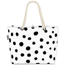 VOID Black Dots Beach Bag Shopper 58 x 38 x 16 cm 23L XXL Shopping Bag Travel Bag Beach Bag