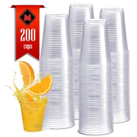 Mr Miracle 7oz plastic cups - Disposable and Durable - 200 Count Pack - 7 Ounce Clear Plastic Cups Ideal for All Parties, Events, and Gatherings. Convenient Drinkware
