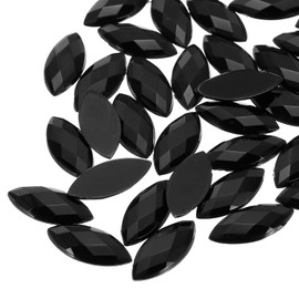 sourcing map 30 Pcs Acrylic Horse Eye Gems, Black Rhinestones 20x9mm Flat Back Gems Flat Back Crystal Rhinestones Bulk Gems for Crafting Rhinestones for Clothes Crafting Bedazzling Nails