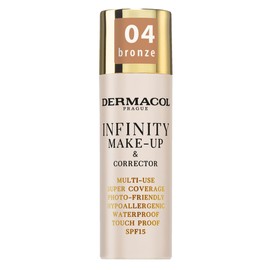 Dermacol Dermacol Infinity Makeup and Concealer, Multi-use, Super Coverage, Photo-friendly, Hypoallergenic, Water-resistant, Touch-proof, Non-occlusive, SPF 15, No. 04