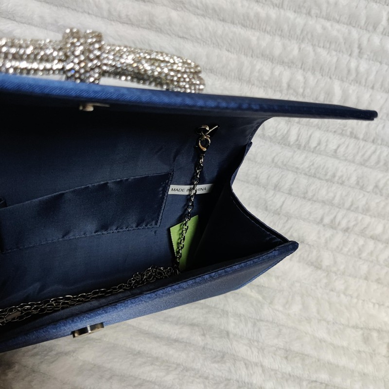 Satin Diamante Bow Style Bridal Prom Wedding Evening Clutch Party