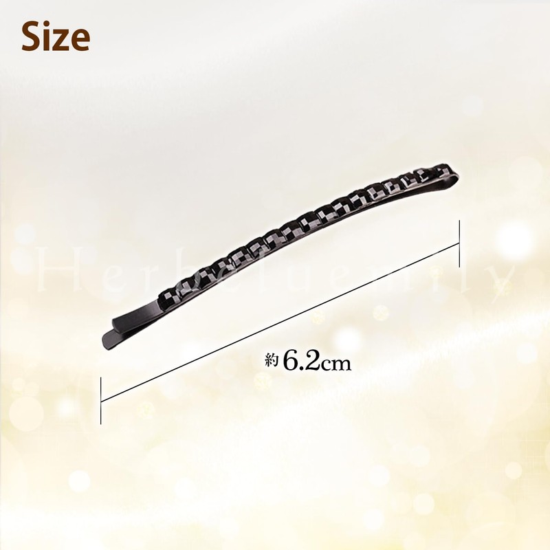 Herbeluemily Hair Pin, Rhinestone, Bijou, Sparkle, Black, Elegant, Set of