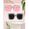 Frienda 2 Pieces Oversize Square Sparkling Sunglasses Retro Thick Frame