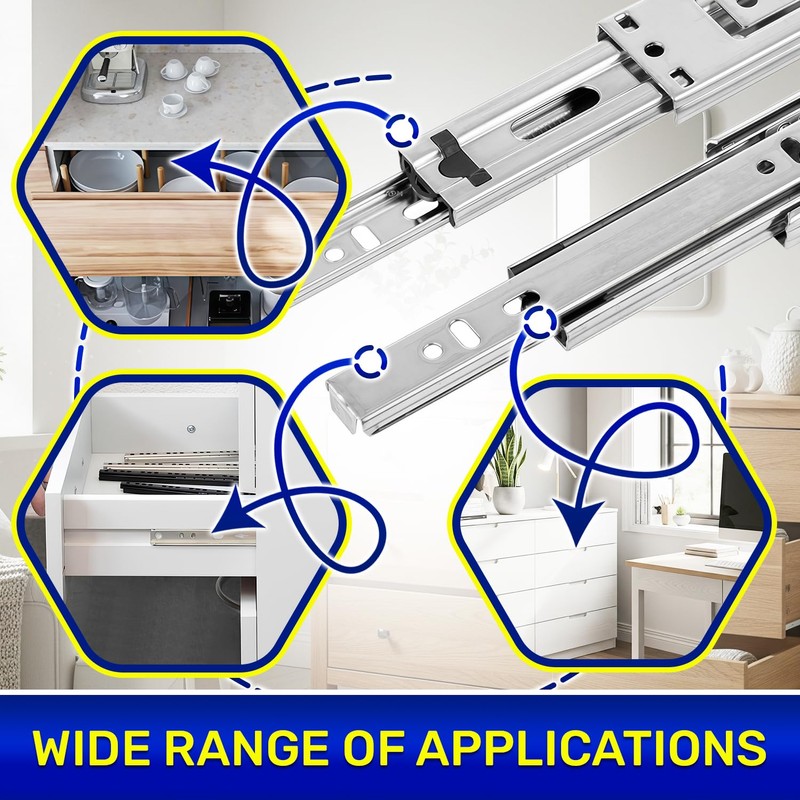 2 Pairs Ball Bearing Drawer Runners 350 mm x H
