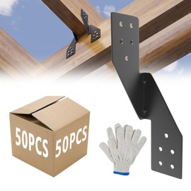 (50pcs) 16-Gauge Thick Hurricane Straps, Black Powder-Coated Rafter Ties, Heavy Duty Left Rafter Brackets, Strong Hurricane Clips, Tie Brackets for House, Roof Trusses, Shed, Building (Left)