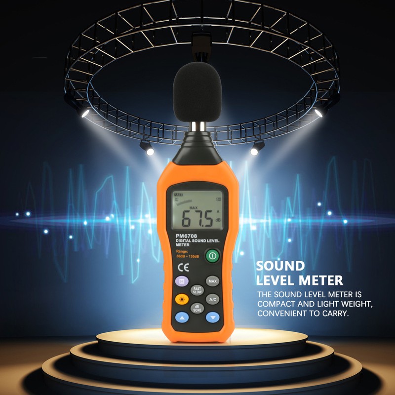 PEAKMETER PM6708 LCD Digital Audio Decibel Sound Noise Level Meter