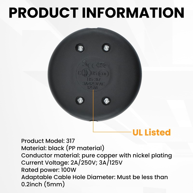 DALQUIS 2-Pack Floor Foot Switch, Round Black Inline Foot Pedal