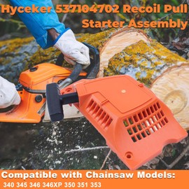 Hyceker 537104702 Recoil Pull Starter Assembly For Husqvarna 340 345 346XP 350 351 353 Chainsaw Recoil Rewind Pull Start Assy with Rope & Screws 503217321 Husky 345 346 350 353 Saw Replacement Parts