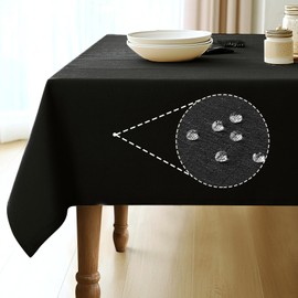 Pureegg Table Cloth for Rectangle Tables - Elegant Black Linen Tablecloth Resists Water, Stain, Wrinkle and Heat, Ideal for Dining, Party, Birthday and Wedding, 52x70 Inch