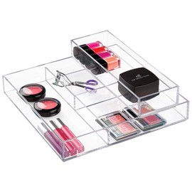 InterDesign 40810 Clarity Cosmetic Drawer Organizer for Vanity Cabinet to Hold Makeup, Beauty Products, 12 x 12 x 2