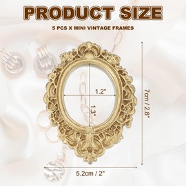 uxcell 5pcs Vintage Resin Picture Frames, Mini Tiny Photo Frame Rectangle Jewelry Display Prop for DIY Table Top Photography Wedding Decor, Gold, 1.3 x 1.1