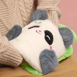 MHwan Hot Water Bottle, Plush Fluffy Hot Water Bottle Children Adults, 1 Litre Cute and Cuddly Panda Hot Water Bottle Animal, Safe, Explosion-proof and Leak-Proof, Removable for Cleaning