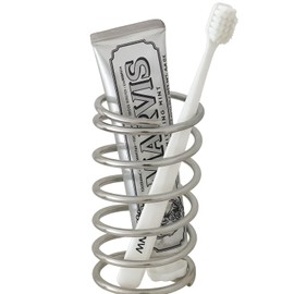 Toothbrush and Toothpaste Holder – Spiral Design Metal Countertop Storage Rack for Bathroom, Kitchen, Dining Table – Modern Cutlery Caddy for Forks, Spoons, Knives