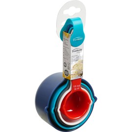 Trudeau 5-Piece Measuring Cup Set, Assorted Colors - Durable Plastic, Easy-to-Read Measurements for Baking & Cooking Essentials