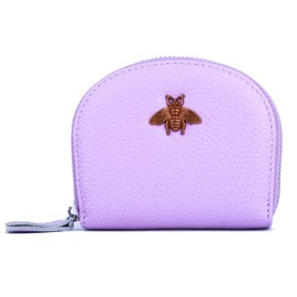 Yocipa Leather RFID Credit Card Holder Wallet For Women Small/Medium Zipper Card Case, Light Purple, Medium, Fashion