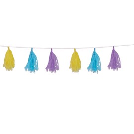 Club Pack of 12 Easter Spring Pastels Colored Tassel Hanging Garland Decoration 8’