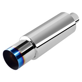 VehiMata Exhaust Muffler, 2" Inlet 3" Outlet Stainless Steel Universal Exhaust Tip 15" Length Burnt Blue