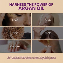 Viva Doria Organic Argan Oil, 1 Fl Oz, Pure Cold Pressed Natural Beauty Oil for Face, Hair, Body, Unscented