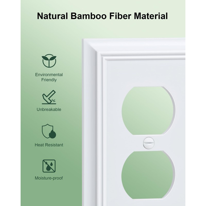 6-Pack Duplex Outlet Cover Plate, Decorative Pure White Switch Plates
