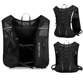 Running Vest for Men and Women, Hydration Backpack, Ultralight 200 g and Breathable, Running Backpack 5L, Adjustable Chest Straps, Reflective Running Vest for Hiking, Jogging, Cycling, Marathon
