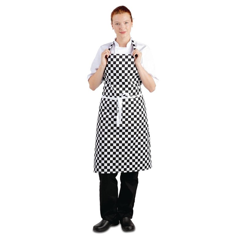 Whites Chefs Clothing A275 Poly-Cotton Apron, Black and White Check