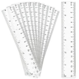 10 Pack Clear Plastic Ruler Kit - Transparent Straight Ruler Measuring Tool for Student School Office (15 cm/6 Inch)