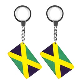 QQSD Jamaica Flag Keychain Jamaican Key Ring, 2 Pack