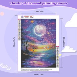 NEWENMO Fantasy Landscape Diamond Painting Kits for Adults,5D Glowing Moon Diamond Art Kits,Tree of Life Diamond Art Craft,DIY Full Drill Crystal Embroidery Gifts,for Living Room Decor - 30x40cm