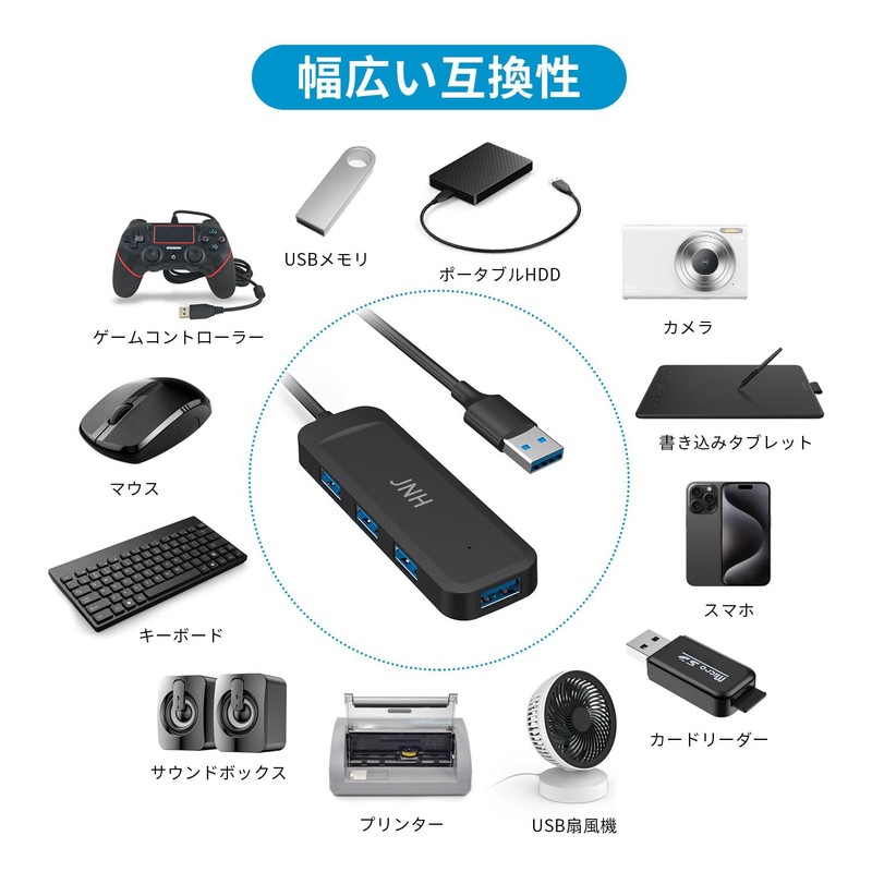 USB Hub, JNH USB 3.2 Gen1 4 Ports 5Gbps High