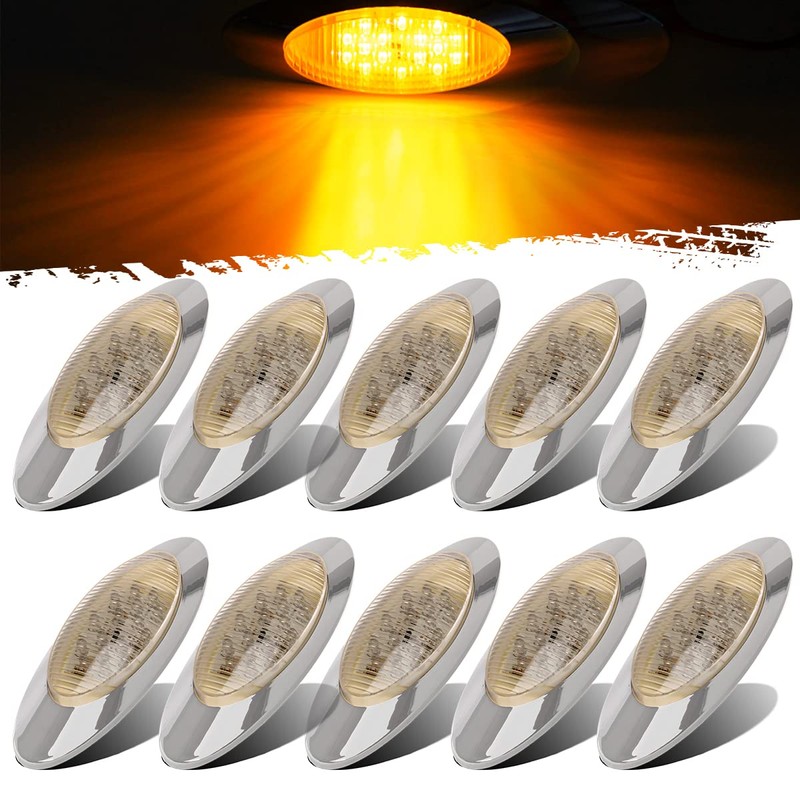 Partsam 10pcs 6.5" LED Marker Lights [DOT Approved], Oval Amber