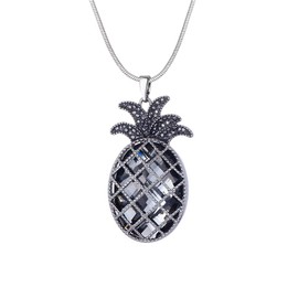 Ouran Pineapple Pendant Necklace for Women, Gold and Silver Plated Long Snake Chain Necklace with Shining Crystal Best Jewelry Gift for Mother, Friends