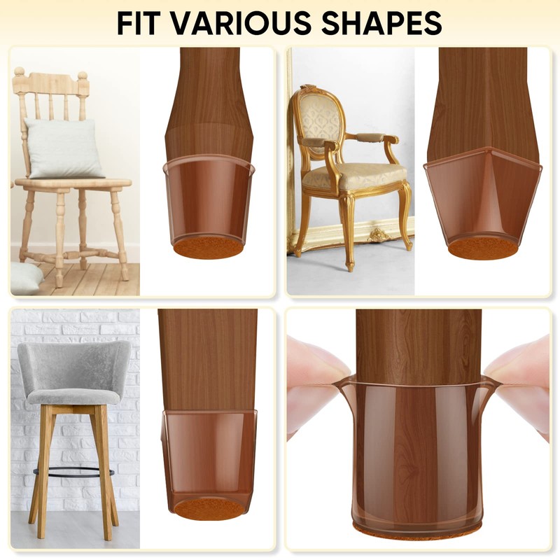 BALEINE 16 Pack Silicone Chair Leg Floor Protectors, Stool Leg