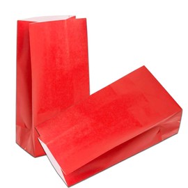 KEYYOOMY 100 CT Small Paper Bags Red Party Favor Paper Gift Bags Party Goody Bags Paper Lunch Bags (100 CT, 3.1 X 5.1 X 9.4 In)