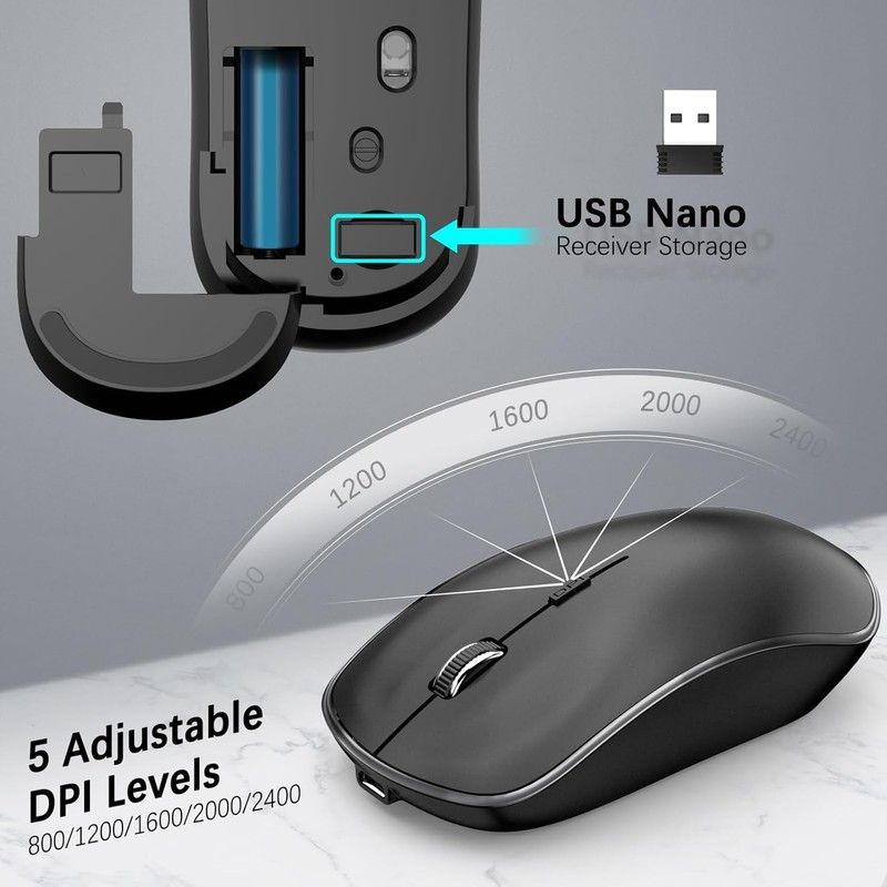 JOYACCESS Upgraded 2.4GHz Wireless Keyboard Mouse Combo, Ergonomic and Dustproof