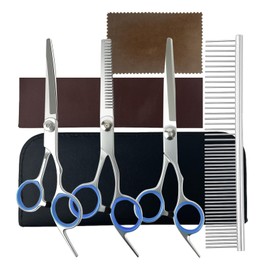 BLIWINPT 7-in-1 Dog Grooming Kit with Stainless Steel Scissors Professional Ergonomic Dog Grooming Scissors Perfect for Small and Large Dogs