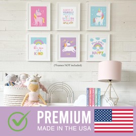 Hadley Designs 6 Reversible 8x10 Unicorn Wall Art Prints, Unicorn Room Decor For Girls Bedroom Wall Art Prints, Unicorn Party Decorations, Unicorn Bedroom Decor For Girls Room Wall Decor Bedroom