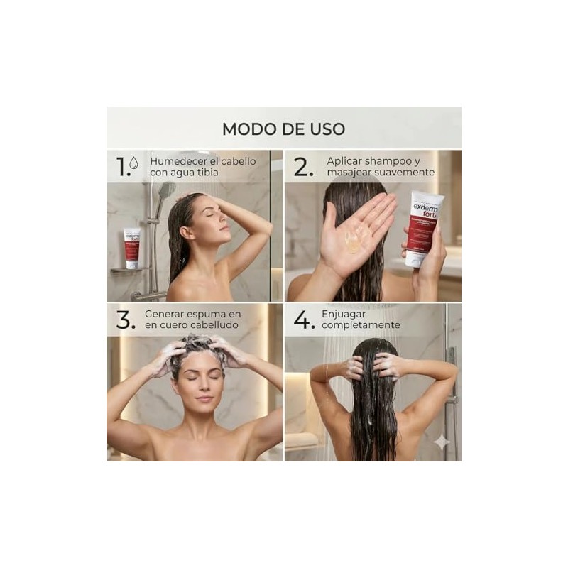 Exderm Fort Shampoo Anticada con Biotina Tratamiento Fortificante Estimula Crecimiento