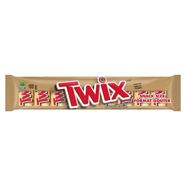 TWIX, Caramel Cookie Chocolate Candy Bar, 10 Fun Size Bars, 100g
