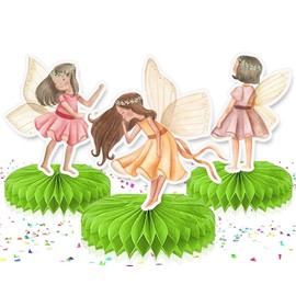 5 Pcs Fairy Party Honeycomb Centerpieces Birthday | Baby Shower Decorations Garden Theme Birthday Party Fairies Table Toppers