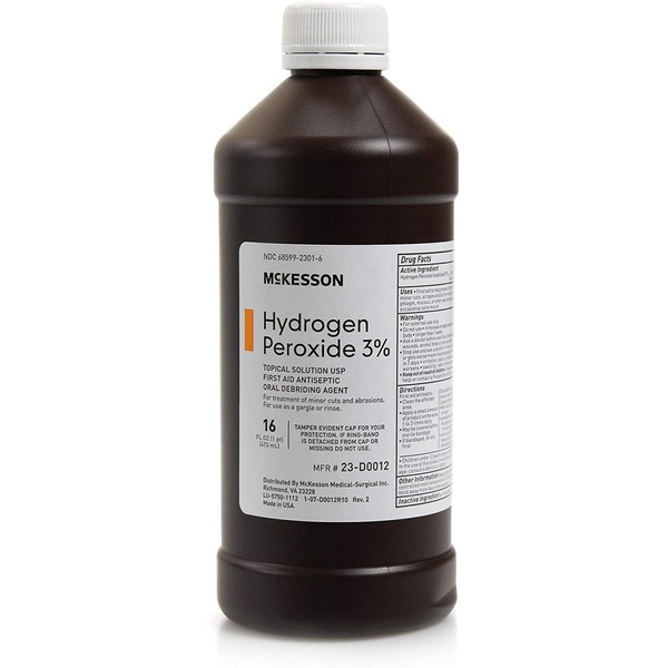 McKesson Antiseptic Hydrogen Peroxide 3% Strength 16oz Bottle (12 Bottles)