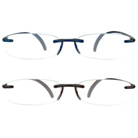 proSPORT Reading Glasses +3.25 Combo Blue and Red Frame Rimless Full Lens Reader Ultra Lightweight Flexible Men Women