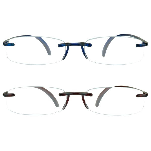 proSPORT Reading Glasses +3.25 Combo Blue and Red Frame Rimless