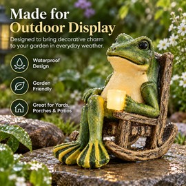 Solar Frog Garden Light for Outdoor Decoration – Waterproof Resin Ground Stake Lamp for Garden, Courtyard & Park Displays